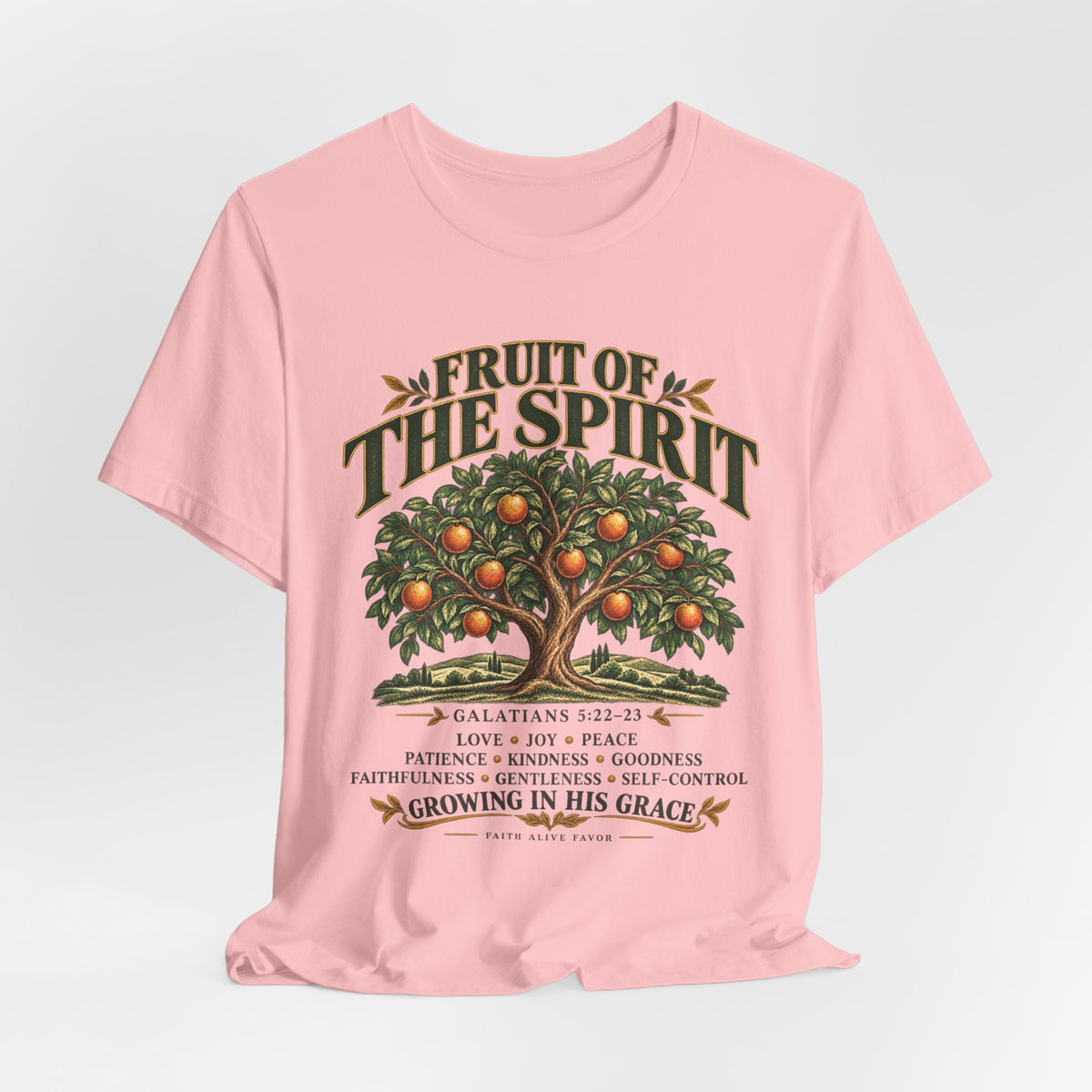 Fruit of the Spirit T-Shirt — Christian Faith Tee with Galatians 5:22-23 Tree Design