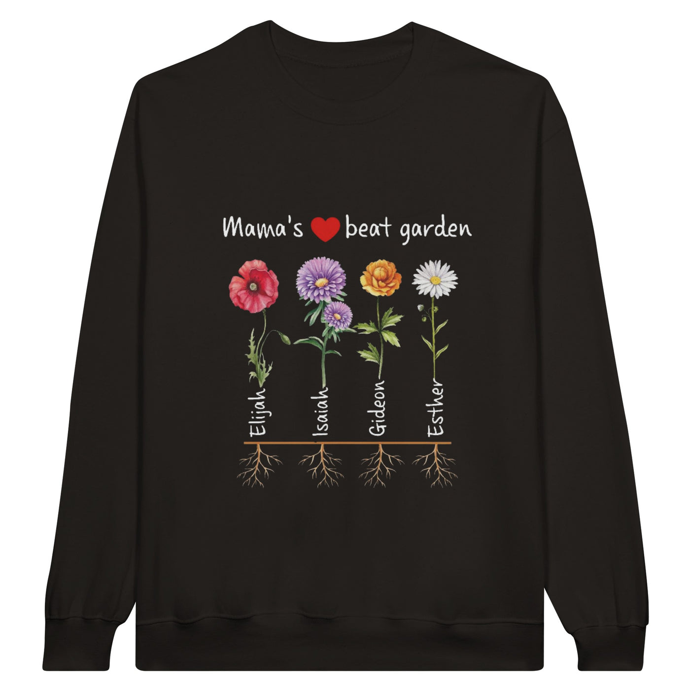 Mama's Garden Birthflower with Name Premium Unisex Crewneck Sweatshirt