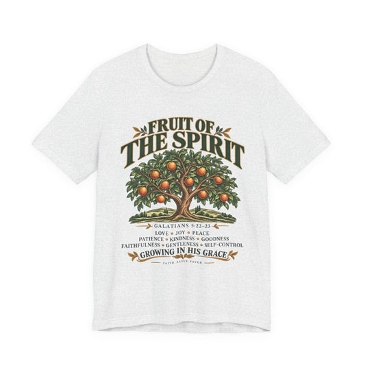 Fruit of the Spirit T-Shirt — Christian Faith Tee with Galatians 5:22-23 Tree Design