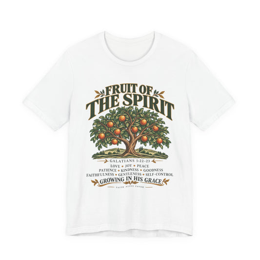 Fruit of the Spirit T-Shirt — Christian Faith Tee with Galatians 5:22-23 Tree Design