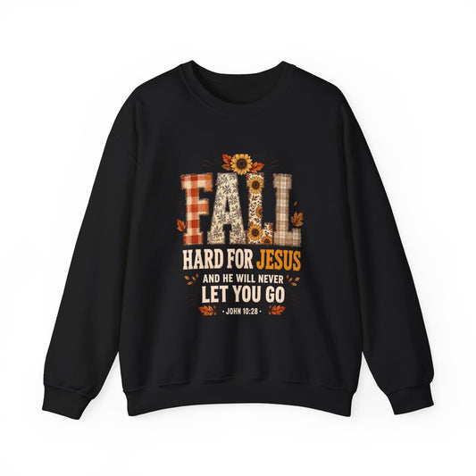 Fall Hard for Jesus Christian Fall Sweatshirt | John 10:28