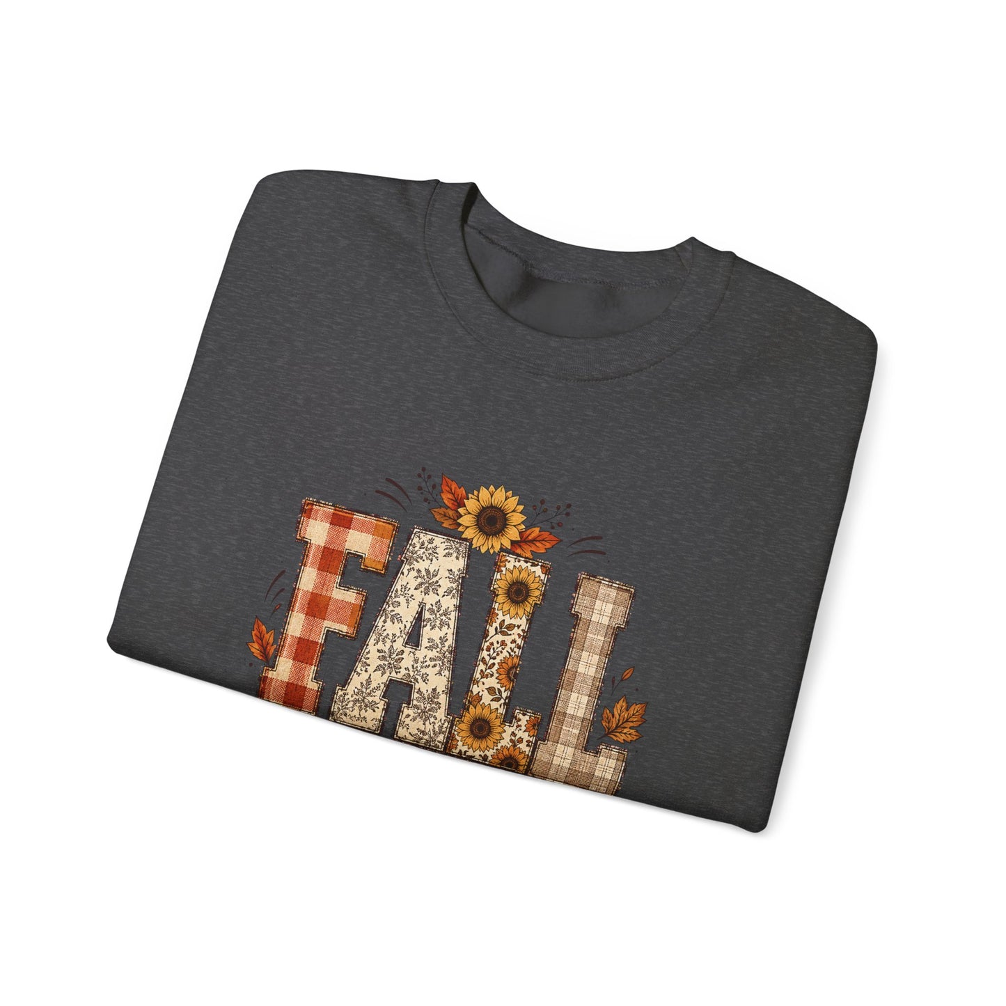 Fall Hard for Jesus Crewneck Sweatshirt — Christian Autumn Pullover with Sunflower & Leaf Design