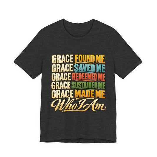 Grace Found Me Tee — Vintage Colorblock Christian Faith T-Shirt