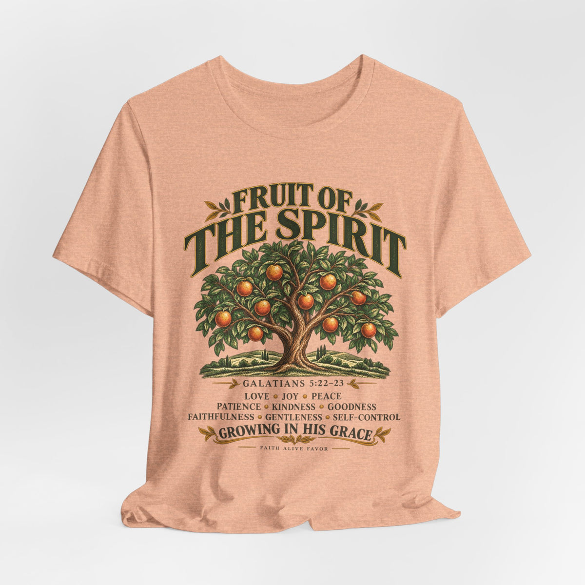Fruit of the Spirit T-Shirt — Christian Faith Tee with Galatians 5:22-23 Tree Design