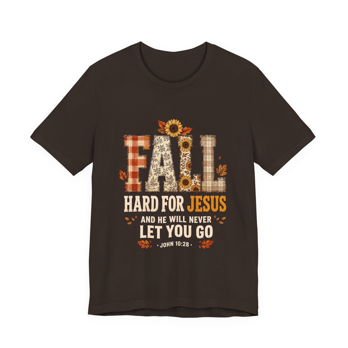 Fall Hard for Jesus Tee — Faith-Based Autumn Christian Shirt with Sunflowers & Scripture