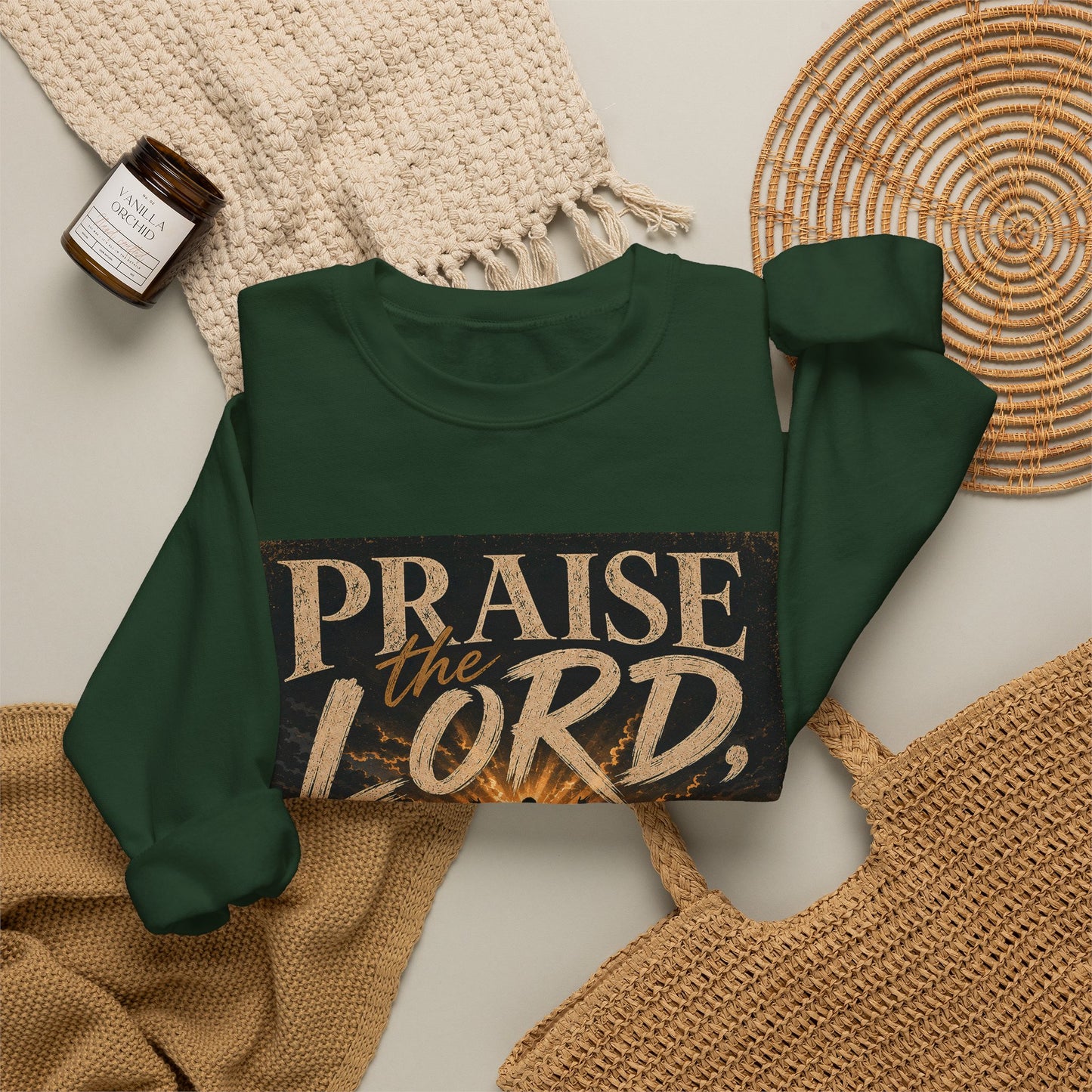 Praise the Lord, for His Love Endures Forever Christian Sweatshirt | 2 Chronicles 20:21 | Faith-Based Unisex Crewneck