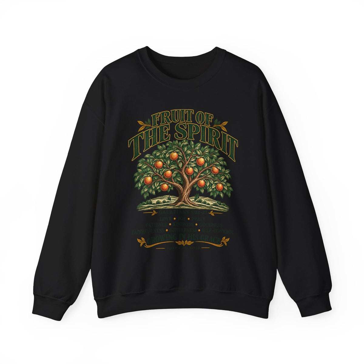 Fruit of the Spirit Crewneck Sweatshirt — Christian Faith Tree Graphic