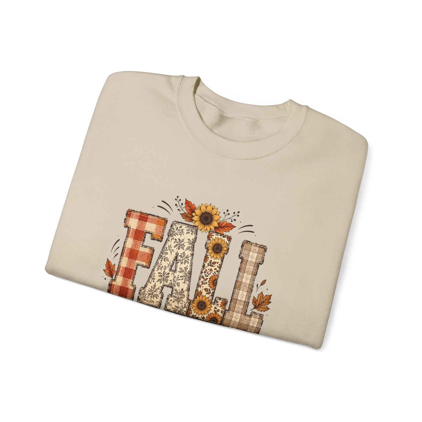 Fall Hard for Jesus Crewneck Sweatshirt — Christian Autumn Pullover with Sunflower & Leaf Design