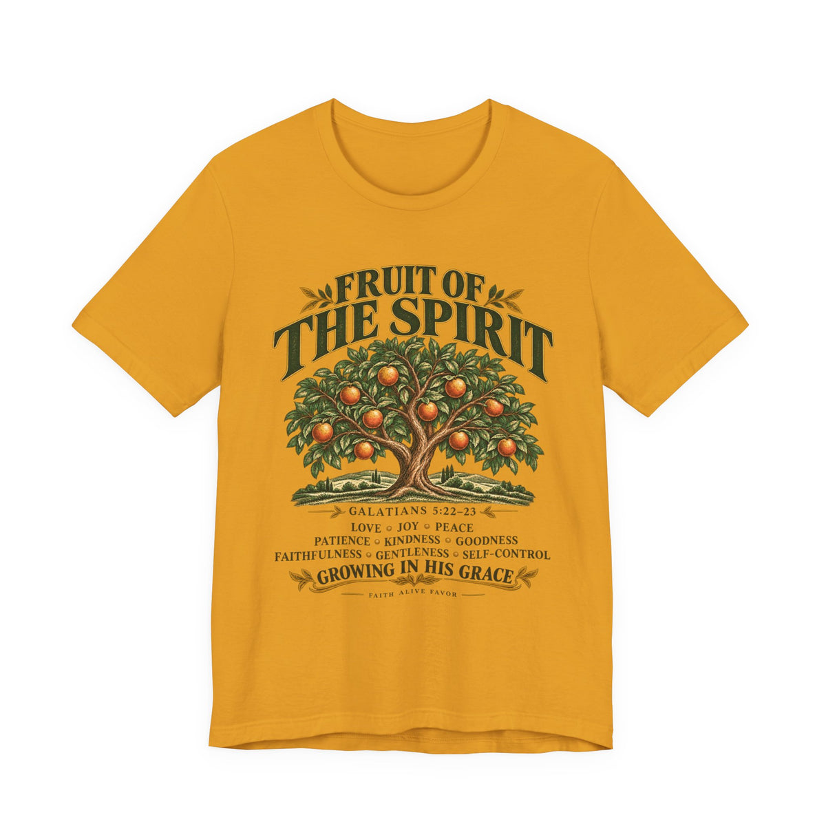 Fruit of the Spirit T-Shirt — Christian Faith Tee with Galatians 5:22-23 Tree Design