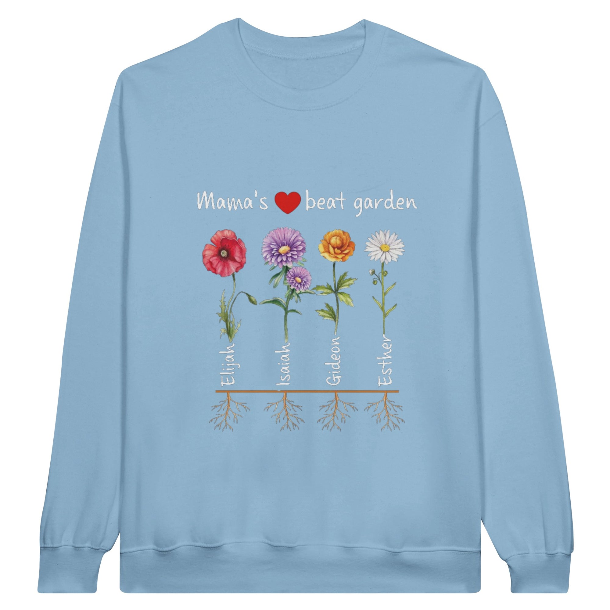 Mama's Garden Birthflower with Name Premium Unisex Crewneck