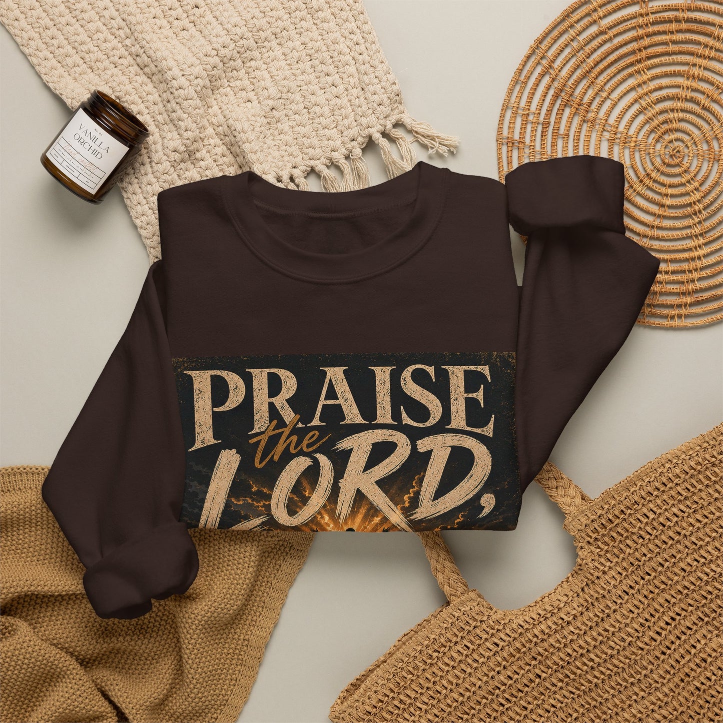 Praise the Lord, for His Love Endures Forever Christian Sweatshirt | 2 Chronicles 20:21 | Faith-Based Unisex Crewneck