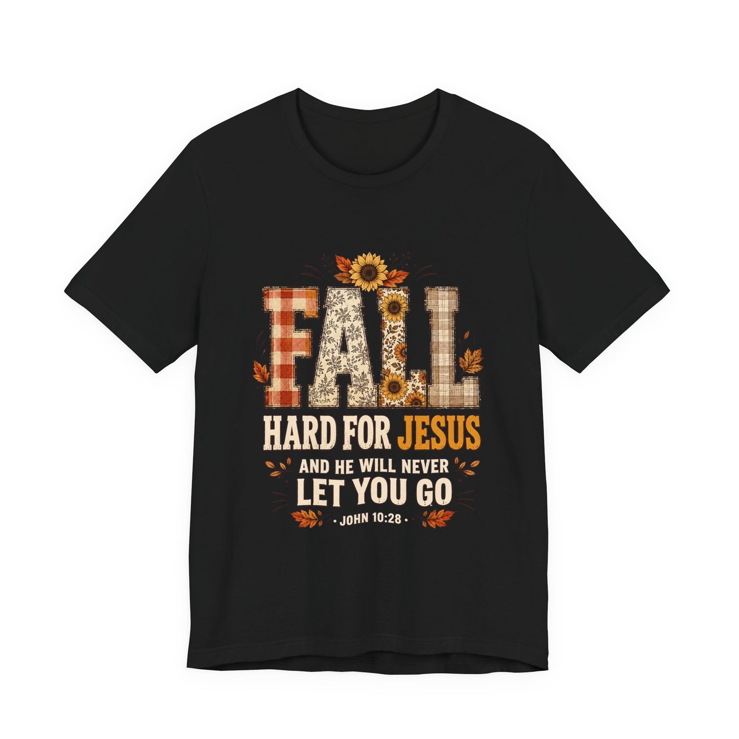 Fall Hard for Jesus Tee — Faith-Based Autumn Christian Shirt with Sunflowers & Scripture