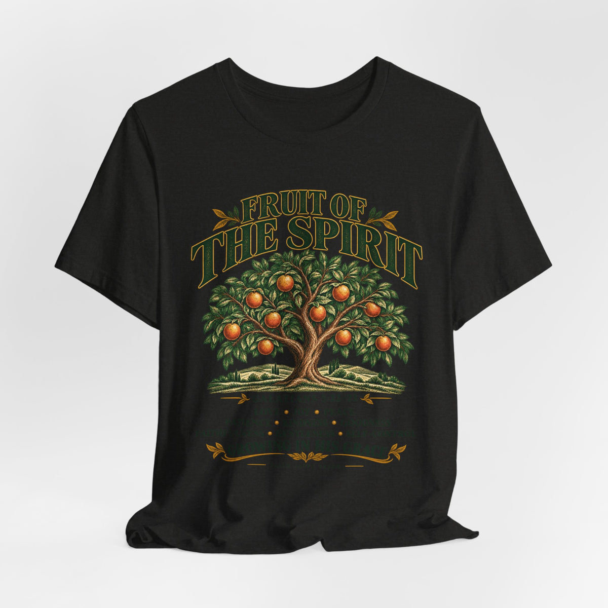 Fruit of the Spirit T-Shirt — Christian Faith Tee with Galatians 5:22-23 Tree Design