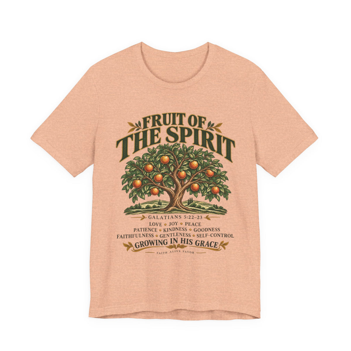 Fruit of the Spirit T-Shirt — Christian Faith Tee with Galatians 5:22-23 Tree Design