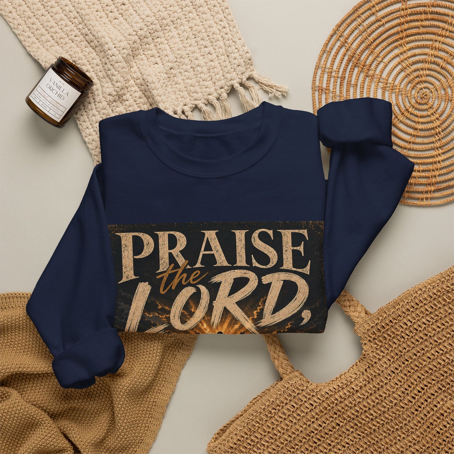 Praise the Lord, for His Love Endures Forever Christian Sweatshirt | 2 Chronicles 20:21 | Faith-Based Unisex Crewneck