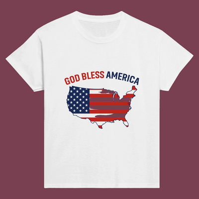 God Bless America Kid T Shirt, Independence Day Tee, Fourth of July T Shirt, Patriotic American Map Design, Memorial Day Gift