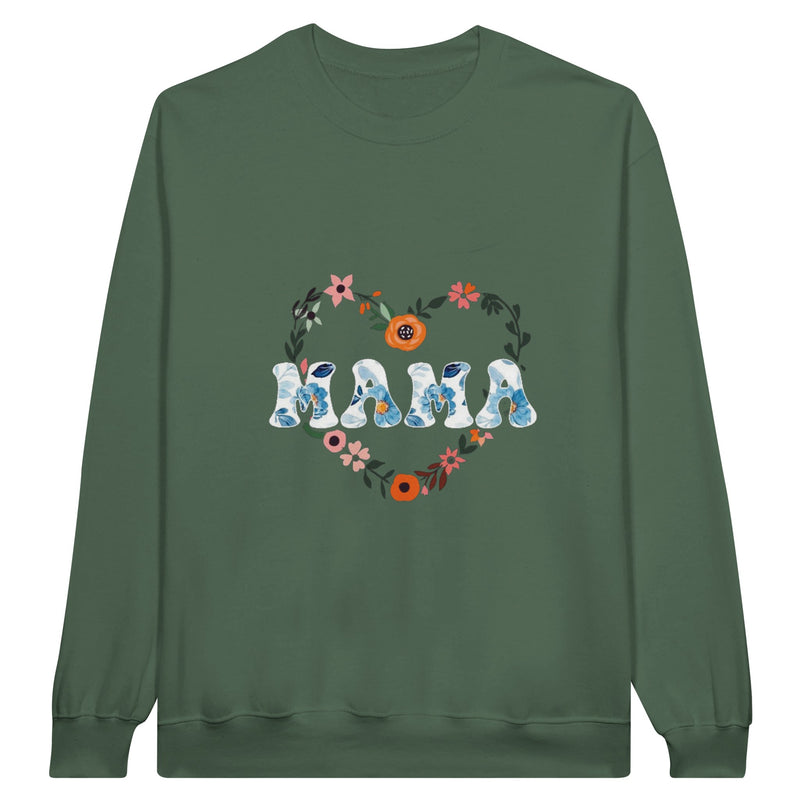Gray Floral Mama with Floral Heart Premium Unisex Crewneck 