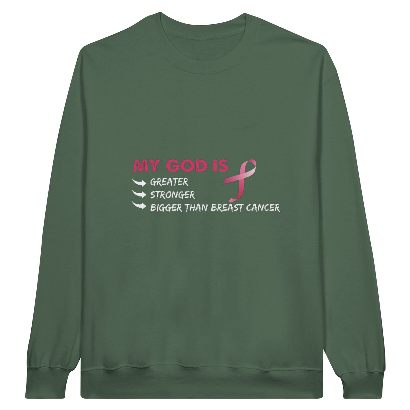 Breast Cancer Awareness Classic Crewneck Sweatshirt Pink Ribbed Long Sleeve