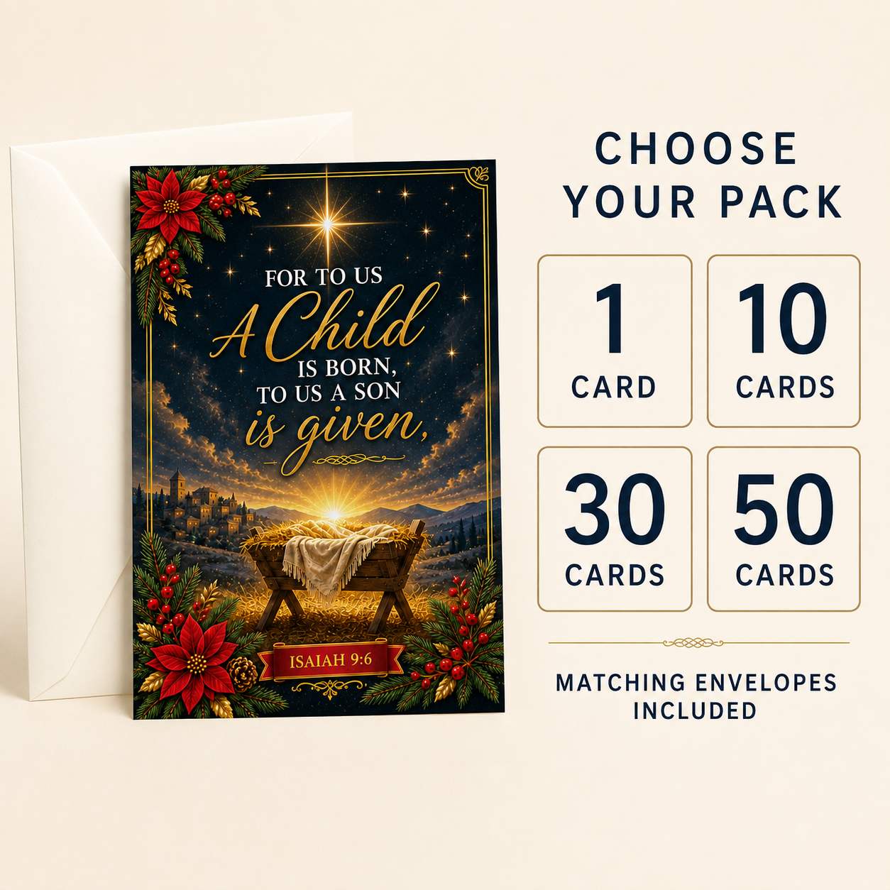 A Child Is Born Christian Christmas Cards | Isaiah 9:6