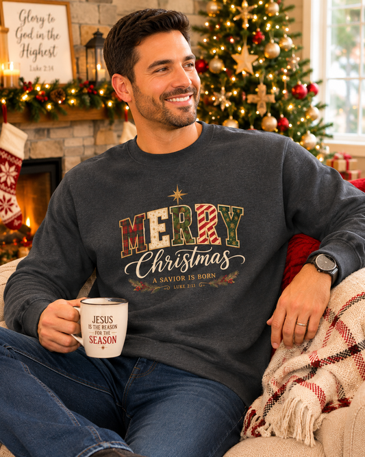 Merry Christmas – A Savior Is Born Christian Sweatshirt| Luke 2:11
