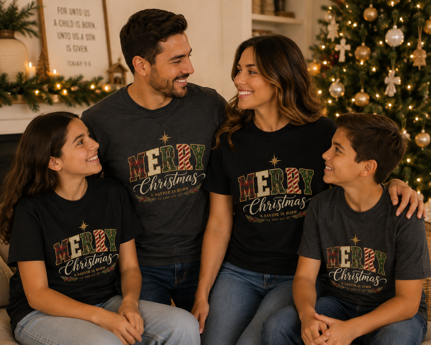 Merry Christmas Vintage Plaid Tee