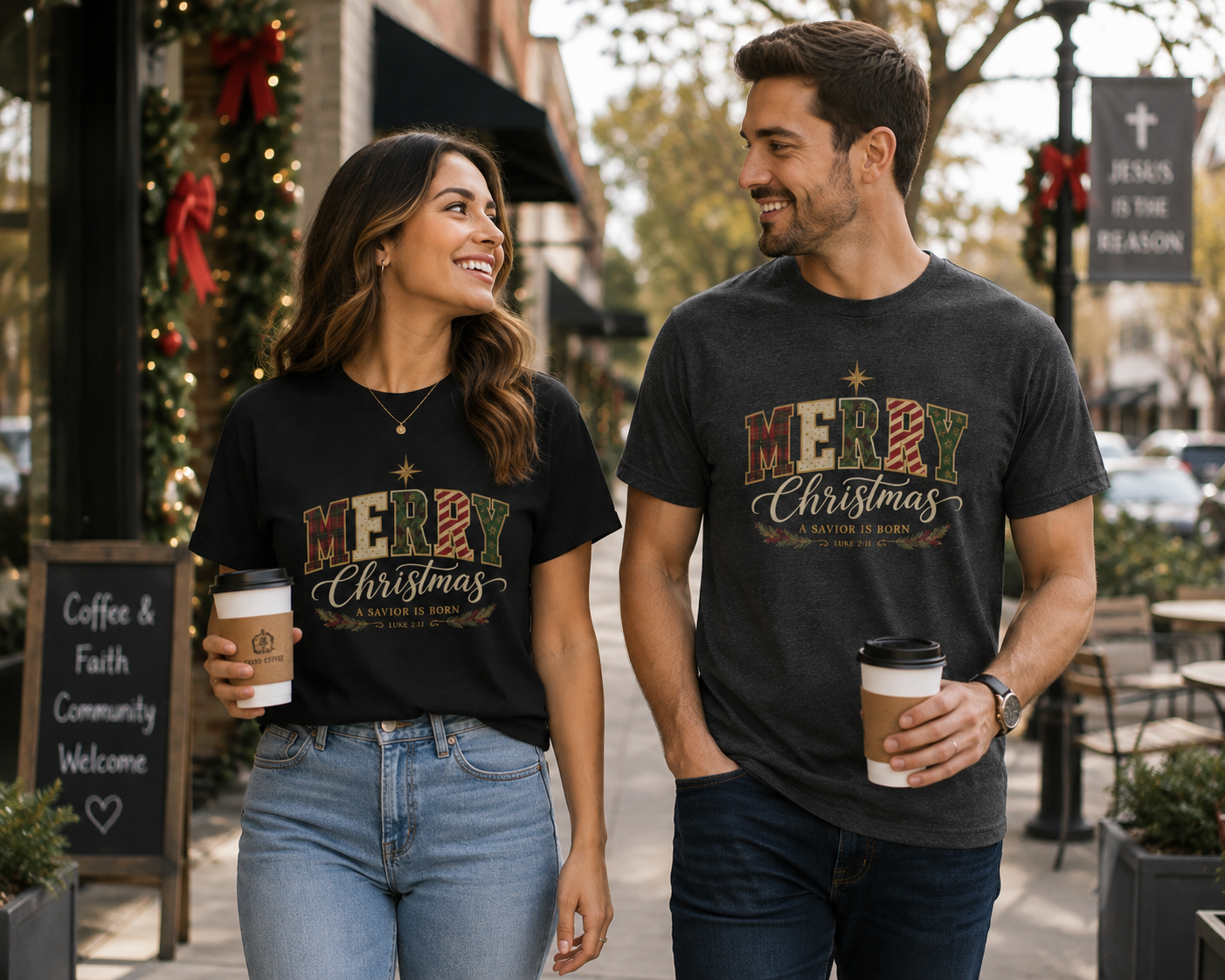 Merry Christmas Vintage Plaid Tee