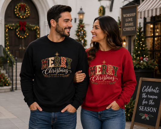 Merry Christmas – A Savior Is Born Christian Sweatshirt| Luke 2:11