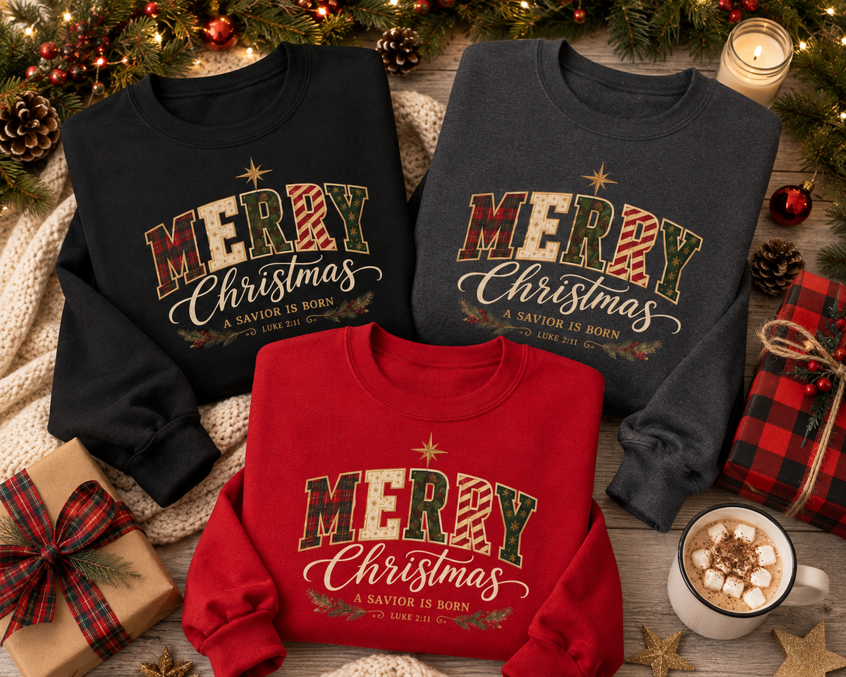 Merry Christmas – A Savior Is Born Christian Sweatshirt| Luke 2:11