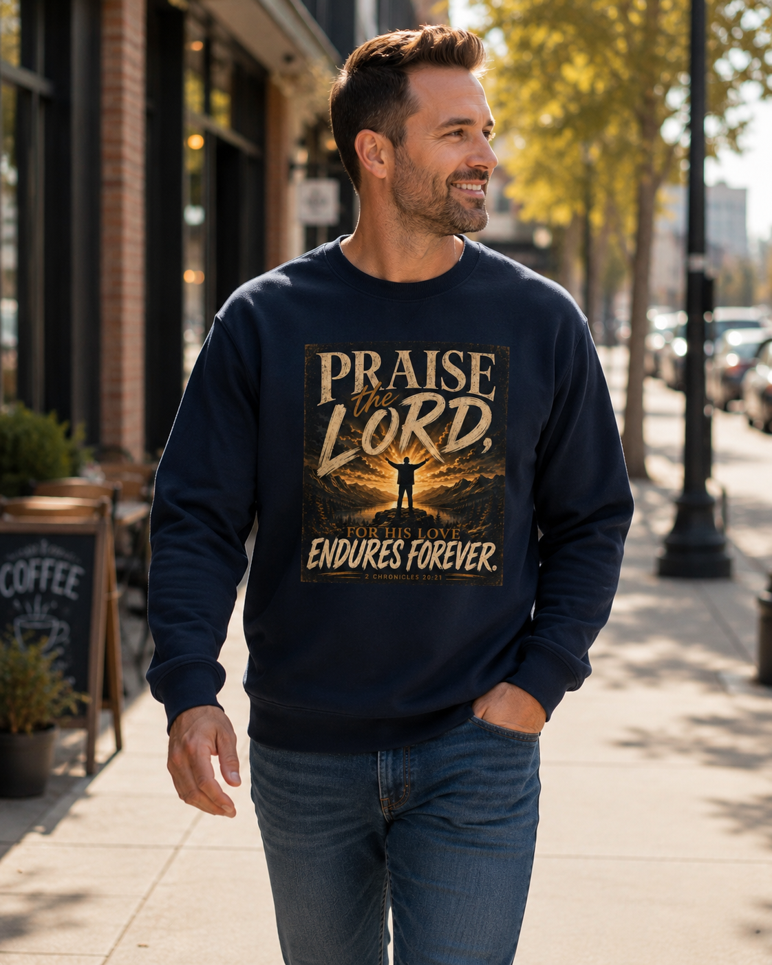 Praise the Lord Christian Sweatshirt | 2 Chronicles 20:21