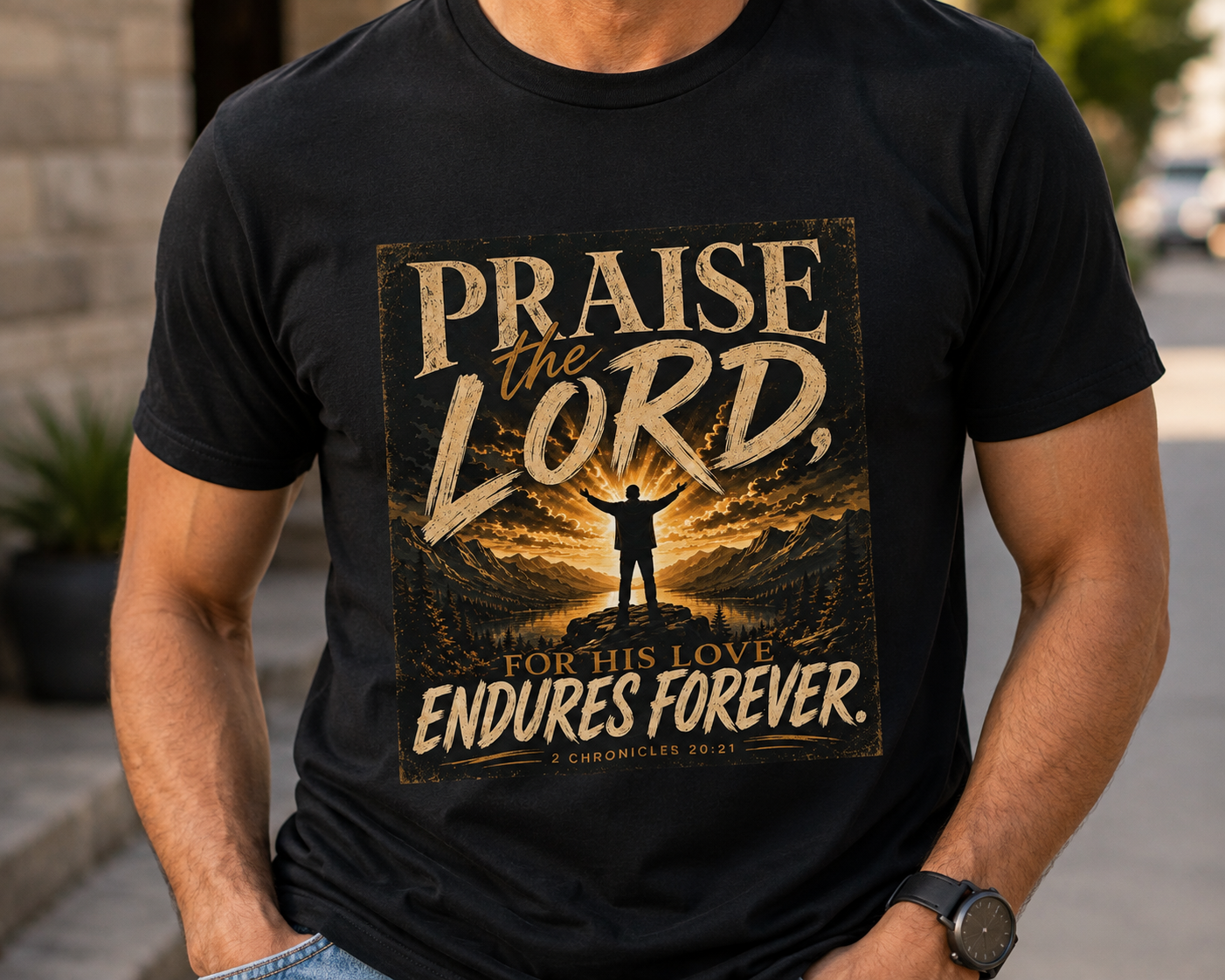 Praise the Lord Christian T-shirt | 2 Chronicles 20:21
