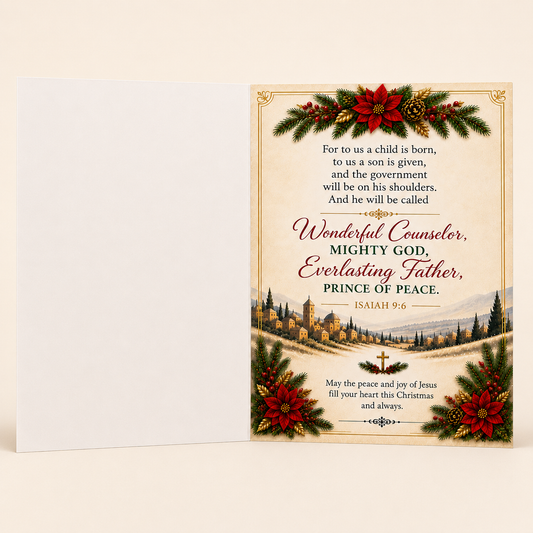 A Child Is Born Christian Christmas Cards | Isaiah 9:6
 (1, 10, 30, and 50pcs)